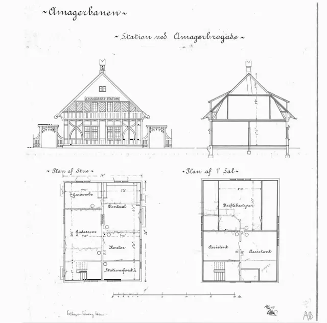 Tegning af Amagerbro Station.