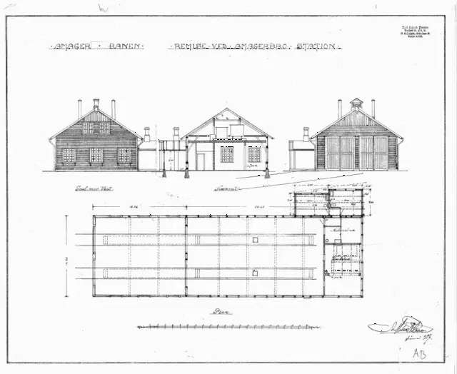 Tegning af Amagerbro Station - Projekt til udvidelse af remise.