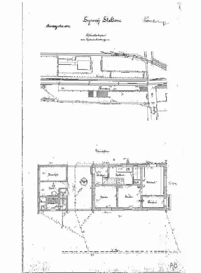 Tegning af Syrevej Station - Situationsplan over spildevandsledningerne.