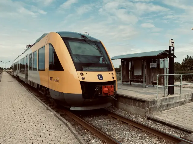 Billede af tog ud for Melby Station.