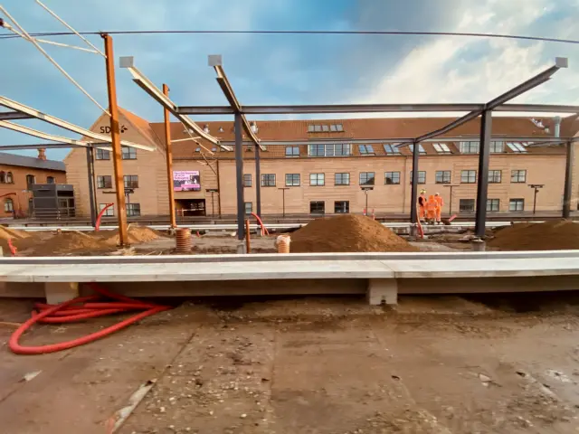 Billede af sporarbejdet ved Slagelse Station.