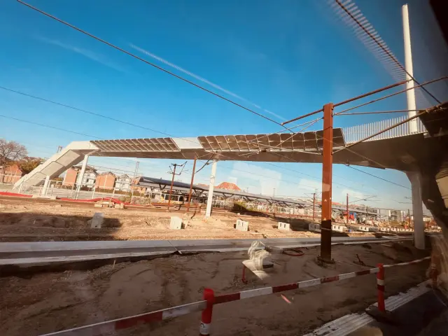 Billede af etableringen af den nye gangbro ved Slagelse Station.