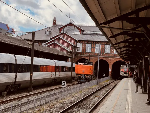 Billede af tog ud for Østerport Station.