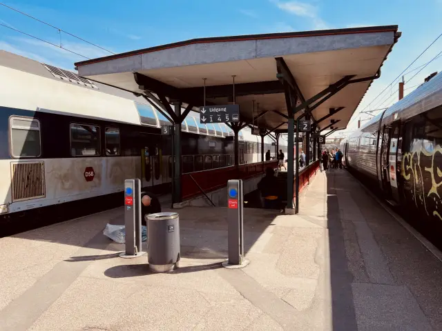 Billede af tog ud for Næstved Station.