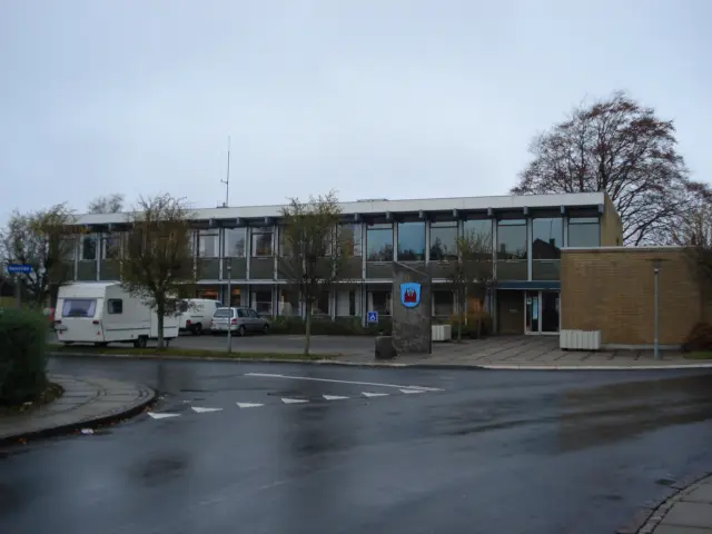 Billede af Ørbæk Station, som er nedrevet og kommunekontoret opført på stedet.