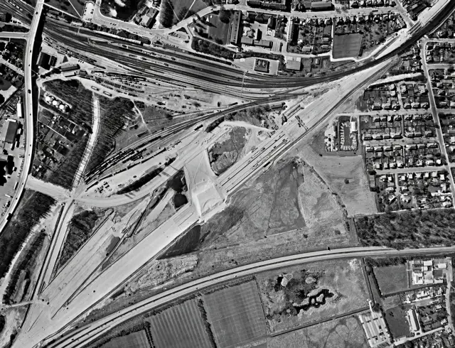 Billede af Nyborg Station under bygning.