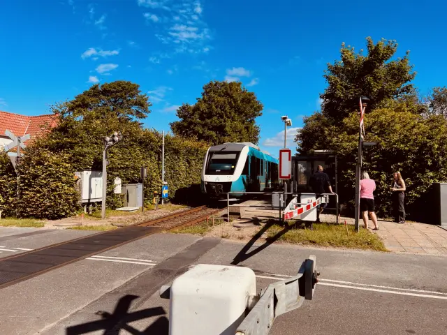 Billede af tog ud for Sejstrup Station.