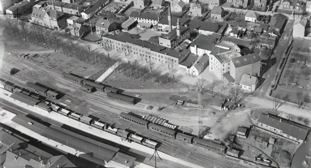 Billede af Slagelse Stations sporareal.