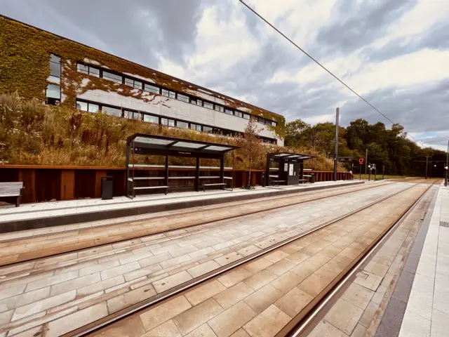 Billede af Campus Odense Letbanestation.