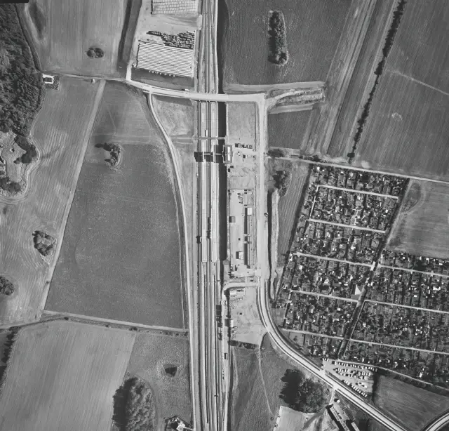 Billede af Korsør Station under opførsel.