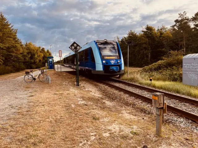 Billede af tog ud for Bunken Station.