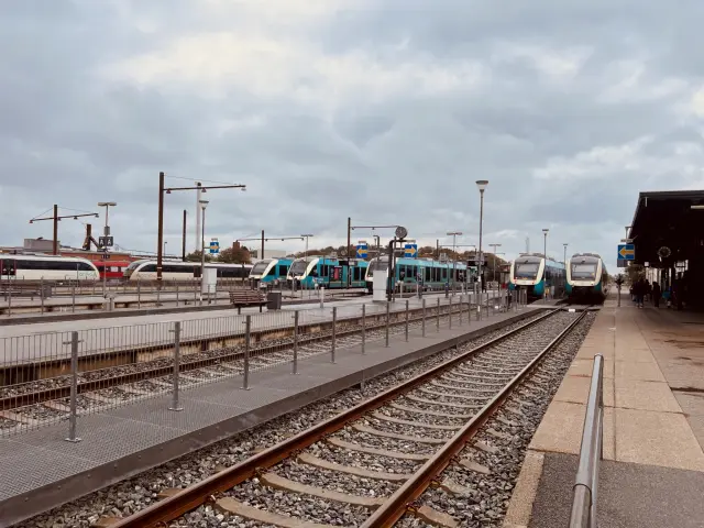 Billede af tog ud for Struer Station.