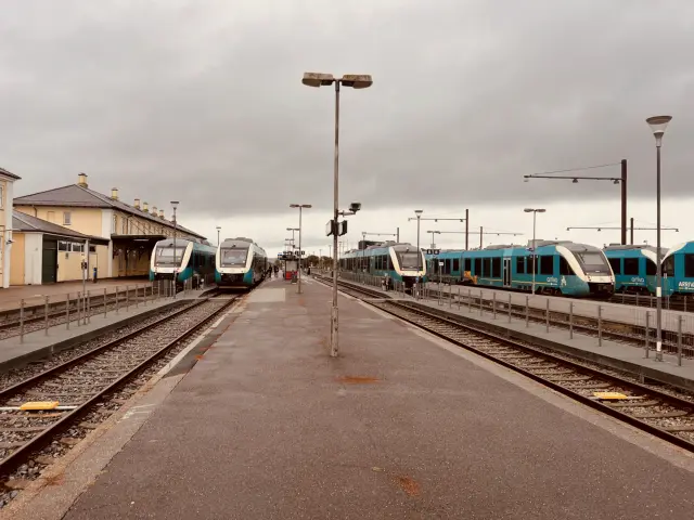 Billede af tog ud for Struer Station.
