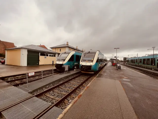 Billede af tog ud for Struer Station.