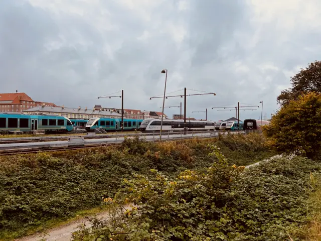 Billede af tog ud for Struer Station.