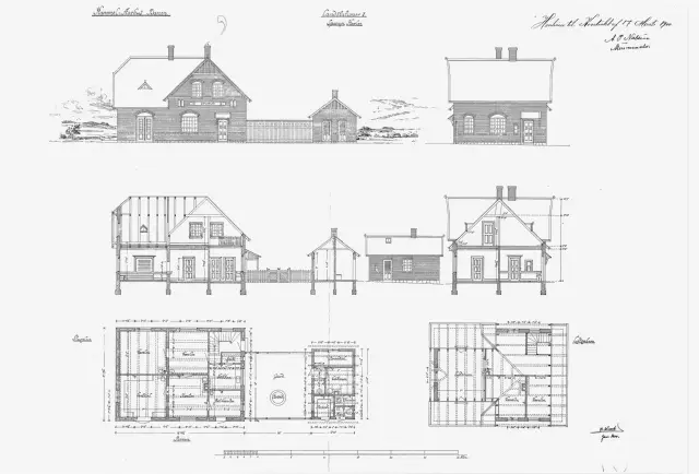 Tegning af Harlev Station.