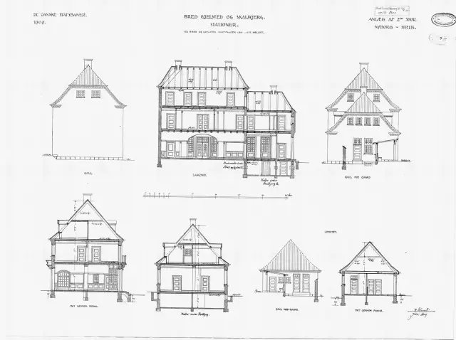 Tegning af Skalbjerg Station.