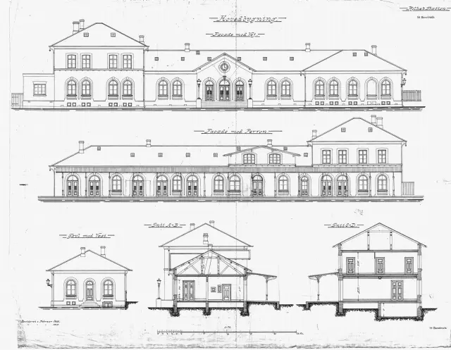 Tegning af Holbæk Banegård.