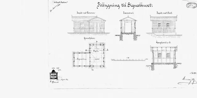 Tegning af Tilbygning til signalhuset ved Allerød Station.
