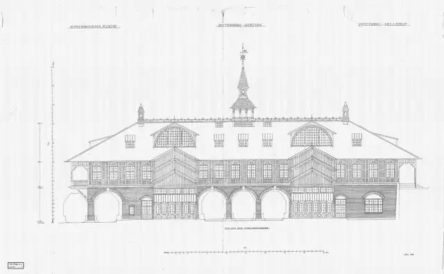 Tegning af Østerport Station.