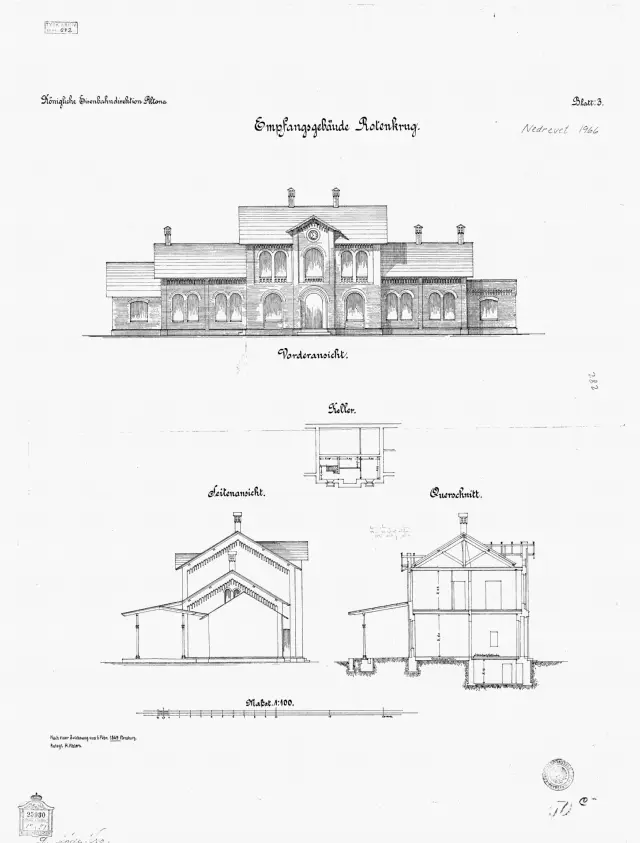 Tegning af Rødekro Station.