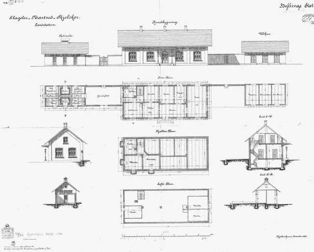 Tegning af Hyllinge Station.