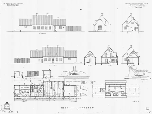 Tegning af Hellevad Station.