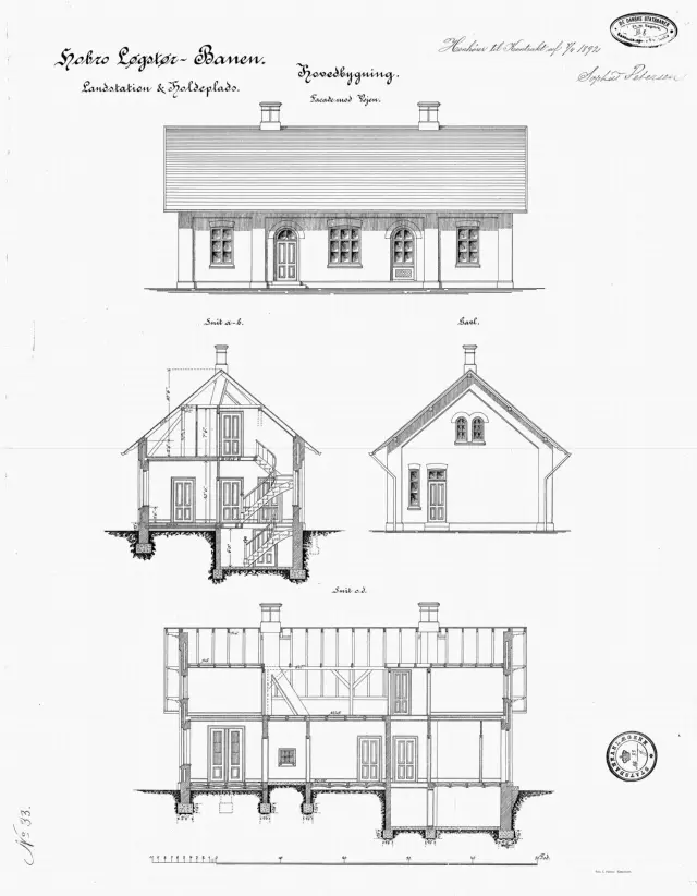 Tegning af Hornum Station.