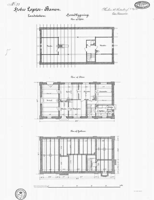 Tegning af Hornum Station.