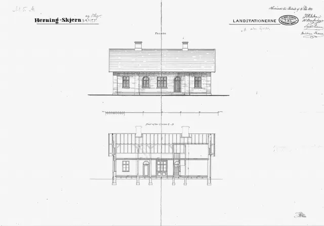 Tegning af Ydby Station.