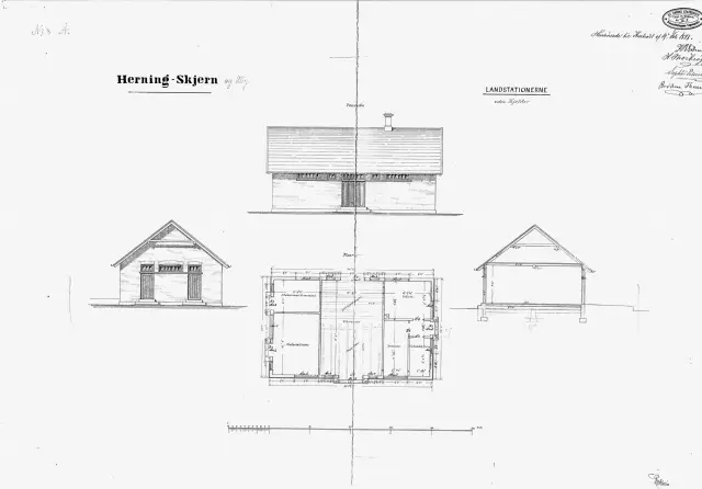 Tegning af Bedsted Thy Stations varehus.