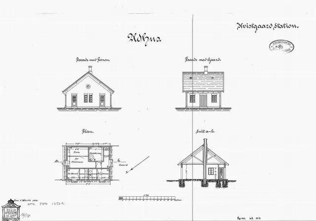 Tegning af Kvistgård Stations retirade.