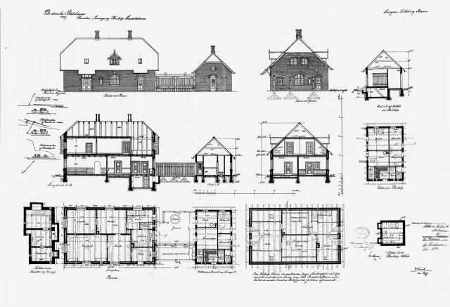 Tegning af Bøstrup Station.