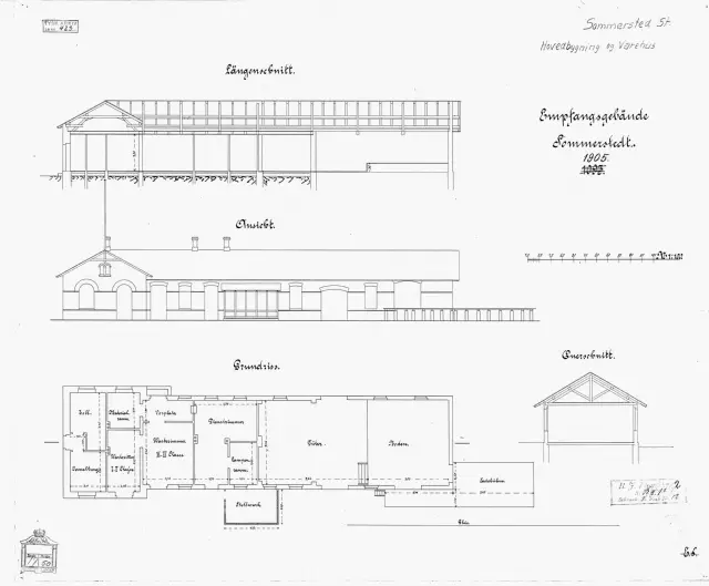 Tegning af Sommersted Station.
