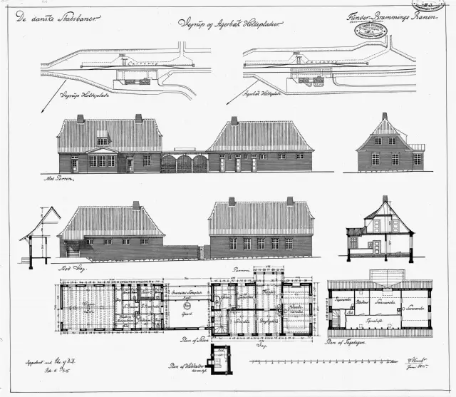 Tegning af Vejrup Station.