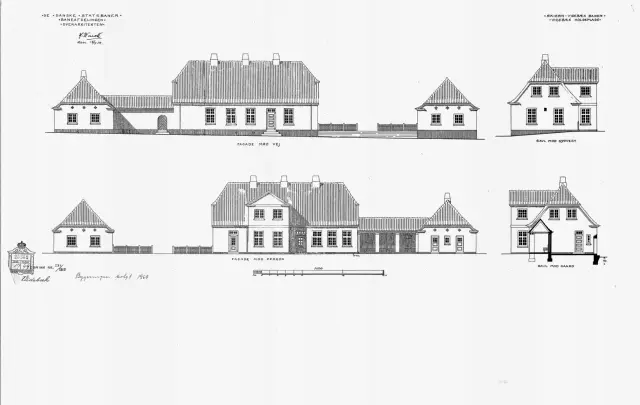 Tegning af Videbæk Station.