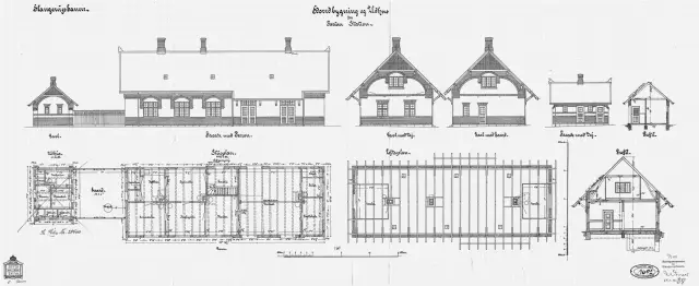 Tegning af Farum Station.