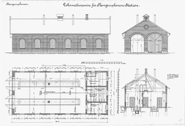 Tegning af København L Stations remise.