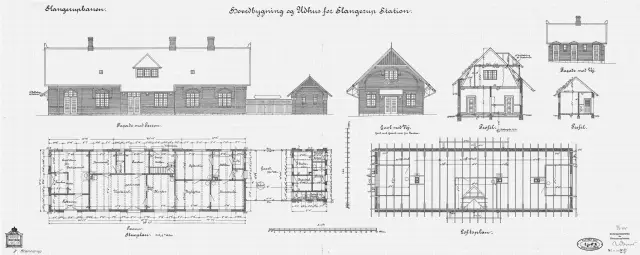 Tegning af Slangerup Station.