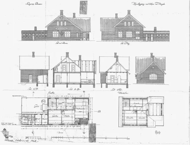 Tegning af Vangede Station.