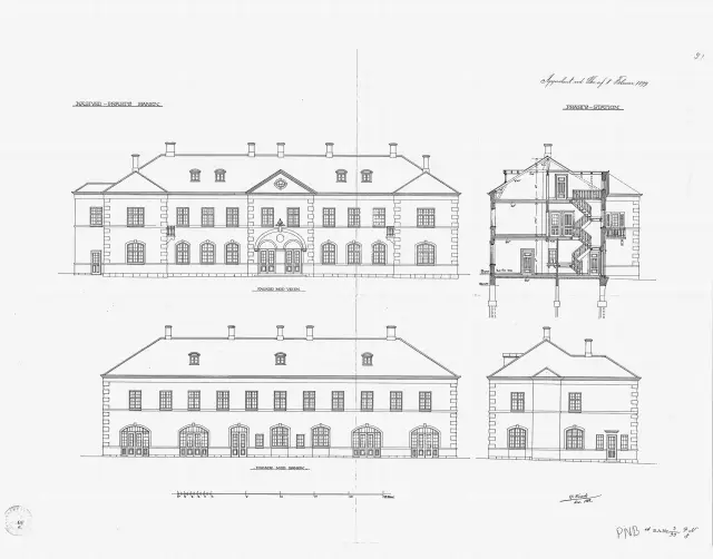 Tegning af Præstø Station.