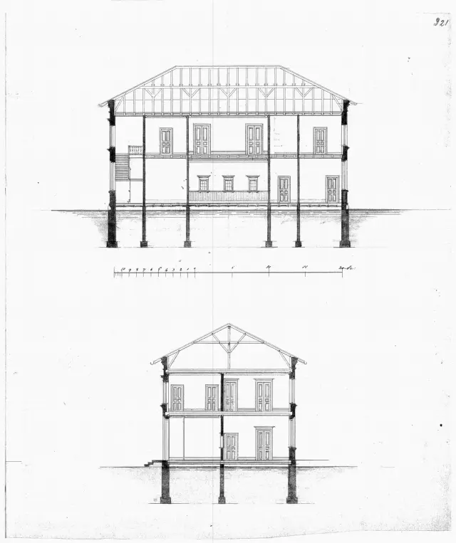 Tegning af Posthus ved Faaborg Station.