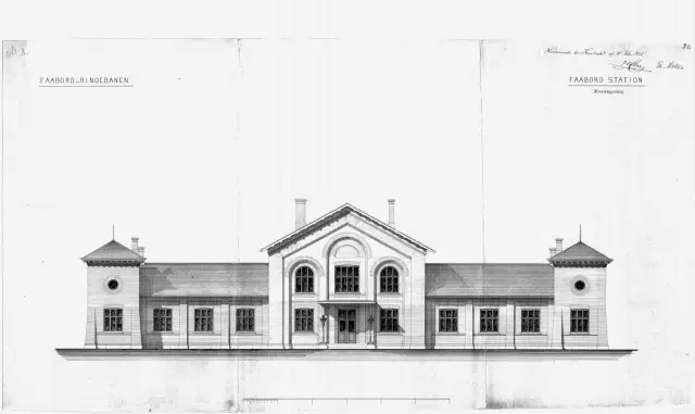 Tegning af Faaborg Station.