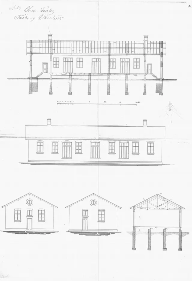 Tegning af Faaborg Station.