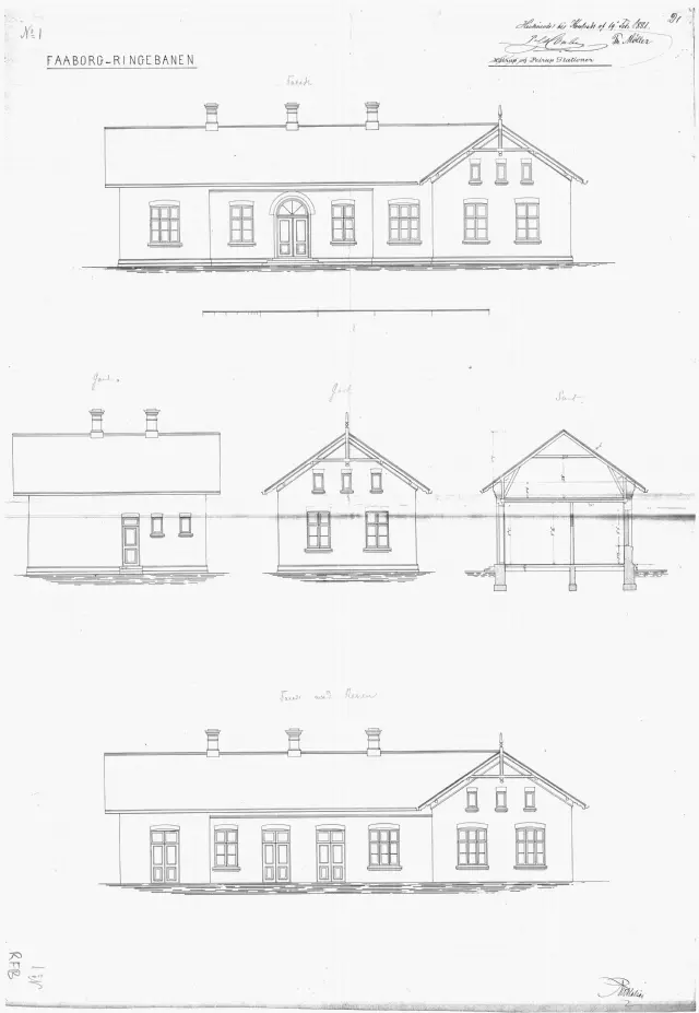 Tegning af Pejrup Station.