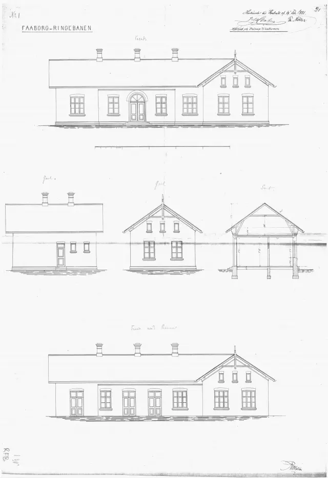 Tegning af Højrup Station.