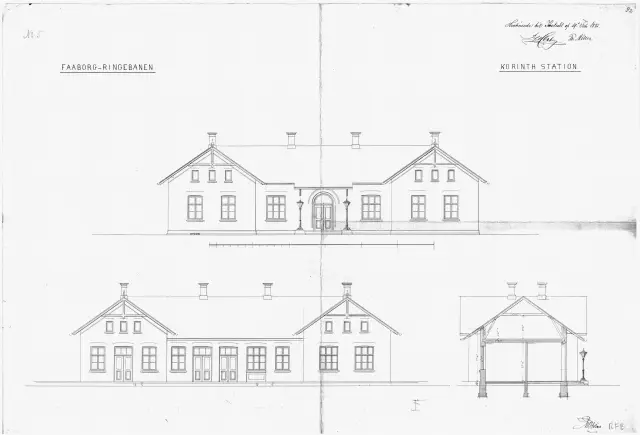Tegning af Korinth Station.