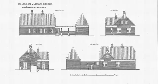 Tegning af Lervang Station.
