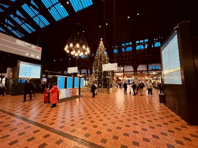 Billede af København Hovedbanegård med juletræ - julen 2022.