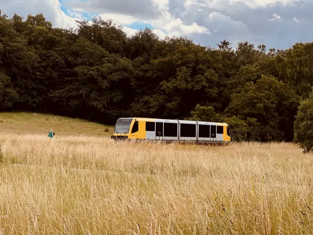 Billede af tog ud for det nedlagte Mølleå Trinbræt.